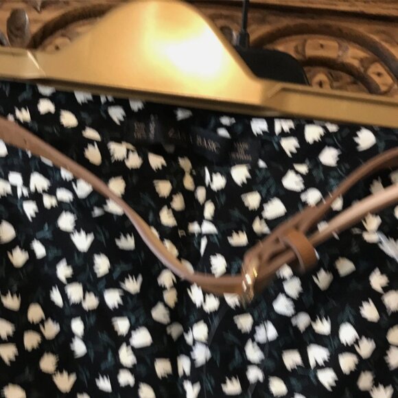 Zara Basic Snow Drop FLORAL Chino Trousers. BROWN Belt  SIZE 2 - Picture 6 of 7